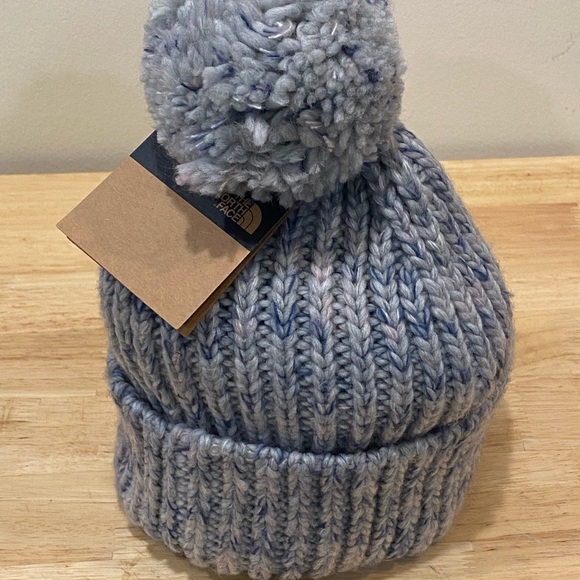 The North Face OS cozy chunky beanie Light Grey Heather/Multi-color deep fit NWT - Picture 7 of 10